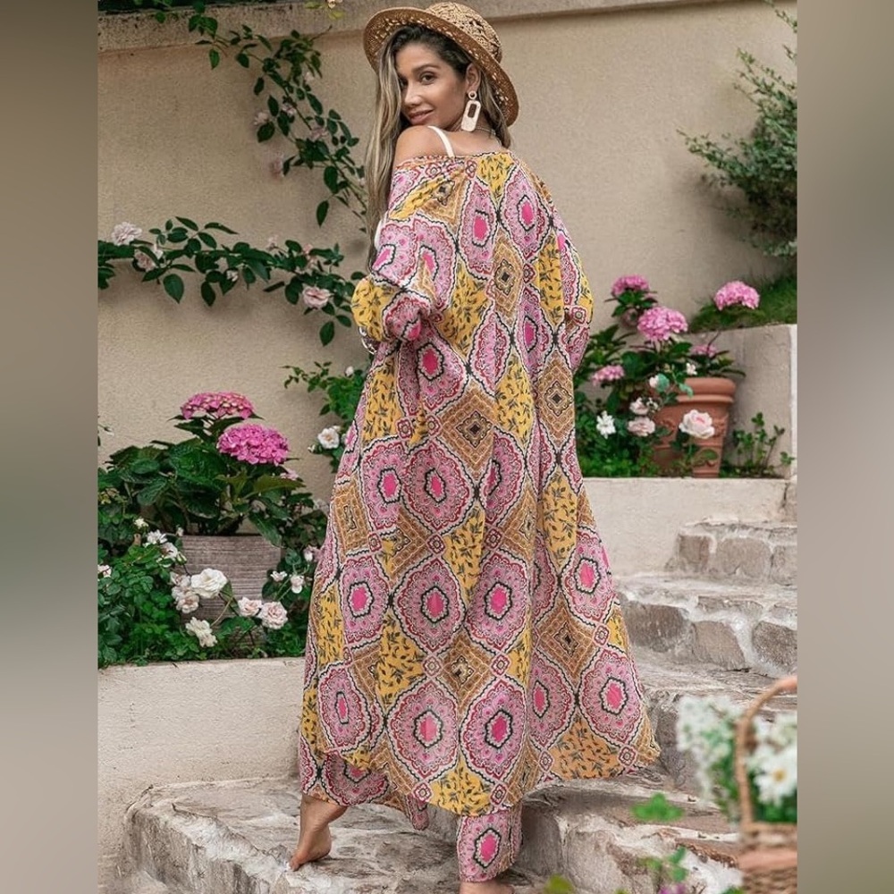 RusttyDustty Multicolor Geometric Patterned Maxi Duster